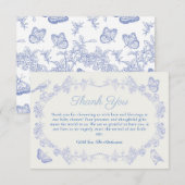 Blue Garden Chinoiserie Baby shower bedankje Bedankkaart (Voorkant / Achterkant)