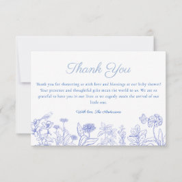 Blue Garden Chinoiserie Baby shower bedankje Bedankkaart