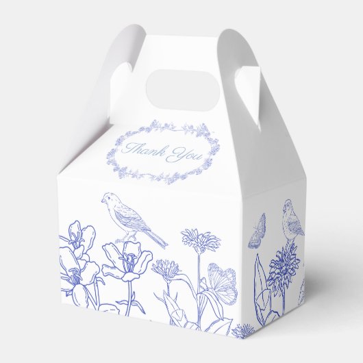 Blue Garden Chinoiserie Baby shower Favor Box Bedankdoosjes (Achterkant)