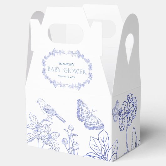 Blue Garden Chinoiserie Baby shower Favor Box Bedankdoosjes (Geopend)