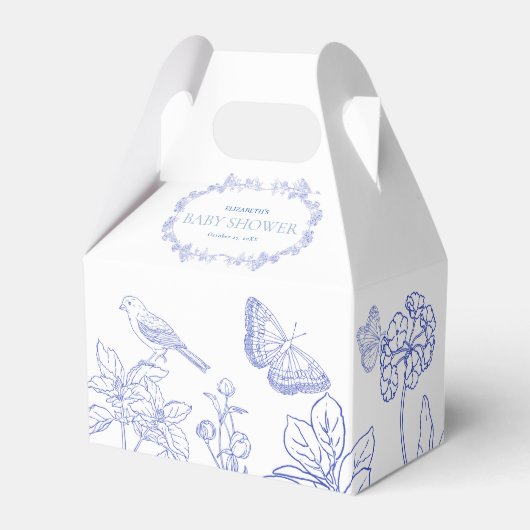 Blue Garden Chinoiserie Baby shower Favor Box Bedankdoosjes (Voorkant Zijde)