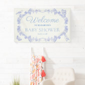 Blue Garden Chinoiserie Baby shower Welkom Spandoek (Insitu)