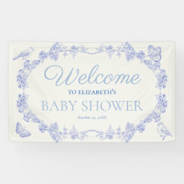 Blue Garden Chinoiserie Baby shower Welkom Spandoek