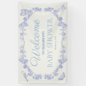 Blue Garden Chinoiserie Baby shower Welkom Spandoek (Verticaal)