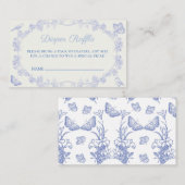 Blue Garden Chinoiserie Luier Raffle Ticket Informatiekaartje (Voorkant / Achterkant)