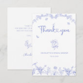 Blue Garden Chinoiserie Vrijgezellenfeest Bedankkaart (Voorkant / Achterkant)