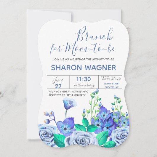 Blue Garden Flowers Uitnodiging (Voorkant)