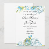 Blue Garden Flowers Wedding Kaart (Voorkant / Achterkant)