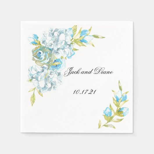 Blue Garden Flowers Wedding Napkins Servet (Voorkant)