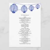 Blue Garden Lantern Wedding Program Programmakaart (Achterkant)
