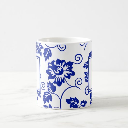 Blue Garden Pattern Monogram Koffie Mok (Center)