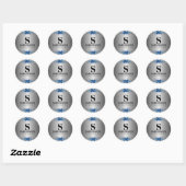 Blue Garden Soirée Metallic Silver Ronde Sticker (Vel)