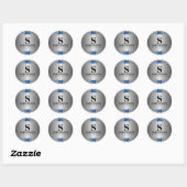 Blue Garden Soirée Metallic Zilver Ronde Sticker (Vel)