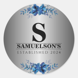 Blue Garden Soirée Metallic Zilver Ronde Sticker