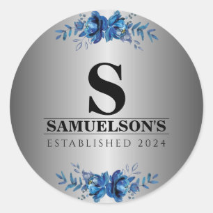 Blue Garden Soirée Metallic Zilver Ronde Sticker