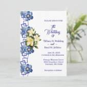 Blue Garden vaste planten & Gardenia bruiloft Kaart (Staand voorkant)