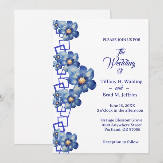 Blue Garden vaste planten & Vergeet me Nots bruilo Kaart (Voorkant / Achterkant)