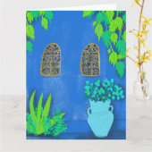 Blue Garden Wall Majorelle Jardin Marokko Kaart (Gele Bloem)