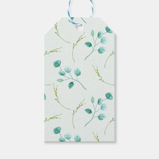 Blue Garden Waterverf Stems Wedding Cadeaulabel (Voorkant)