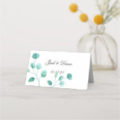 Blue Garden Waterverf Stems Wedding Plaatskaartje (Achterkant)