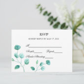 Blue Garden Waterverf Stems Wedding RSVP Card (Staand voorkant)