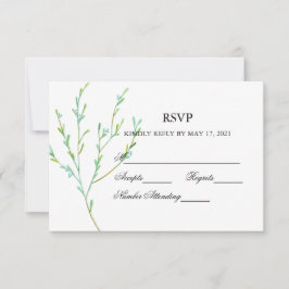 Blue Garden Waterverf Stems Wedding RSVP Card Kaartje