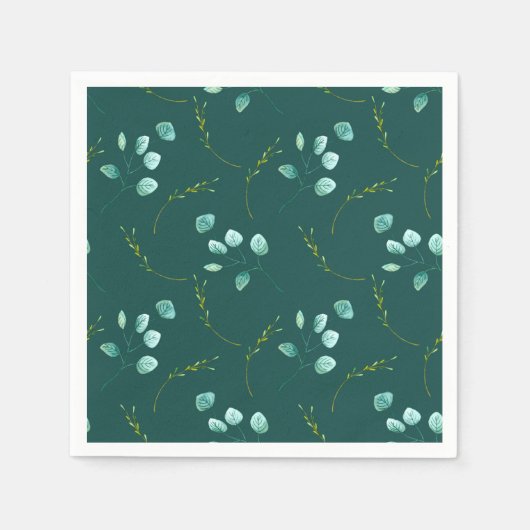 Blue Garden Waterverf Stems Wedding Servet (Voorkant)