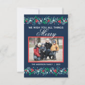 Blue Garland - 3x5 Flat Holiday Card Kaart (Voorkant)