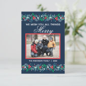 Blue Garland - 3x5 Flat Holiday Card Kaart (Staand voorkant)