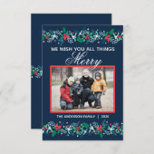 Blue Garland - 3x5 Flat Holiday Card Kaart (Voorkant / Achterkant)