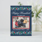 Blue Garland Hanukkah - 3x5 Flat Kaart (Staand voorkant)