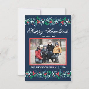 Blue Garland Hanukkah - 3x5 Flat Kaart