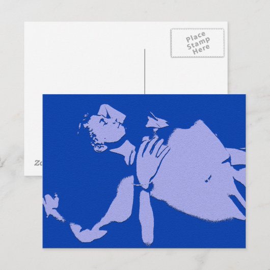 Blue Gay Love Briefkaart (Voorkant / Achterkant)