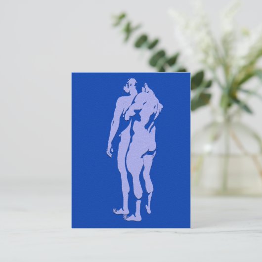 Blue Gay Love Briefkaart (Staand voorkant)