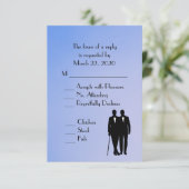 Blue Gay Wedding Menu RSVP (Staand voorkant)