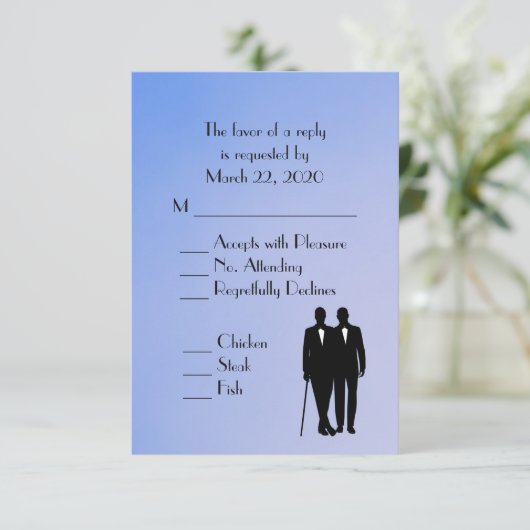 Blue Gay Wedding Menu RSVP (Staand voorkant)