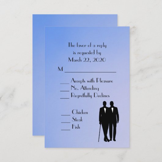Blue Gay Wedding Menu RSVP (Voorkant / Achterkant)