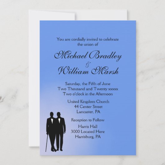 Blue Gay Wedding Uitnodiging (Voorkant)