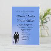 Blue Gay Wedding Uitnodiging (Staand voorkant)