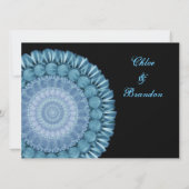 Blue Gazania Daisy Wheel Wedding Sjabloon Kaart (Achterkant)