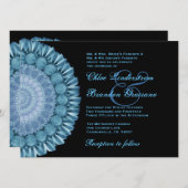 Blue Gazania Daisy Wheel Wedding Sjabloon Kaart (Voorkant / Achterkant)