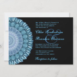 Blue Gazania Daisy Wheel Wedding Sjabloon Kaart