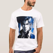 Blue Gaze – Stylized Portrait in Paint and Motion T-shirt (Voorkant)
