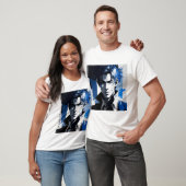 Blue Gaze – Stylized Portrait in Paint and Motion T-shirt (Unisex)