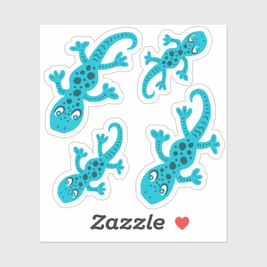 Blue Gecko Lizard Drawing Kinder Sticker (Vel)