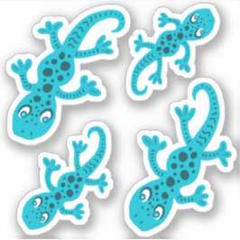 Blue Gecko Lizard Drawing Kinder Sticker