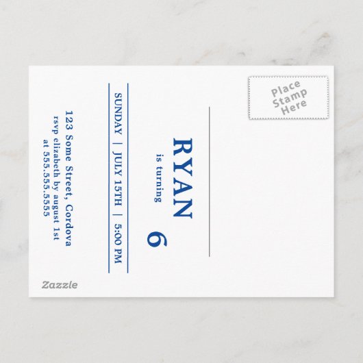 Blue Gecko Verjaardagsfeestje Uitnodiging Briefkaa Briefkaart (Achterkant)