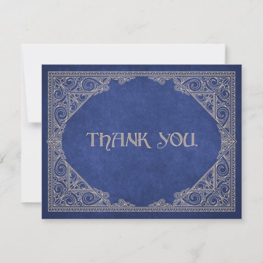 Blue Geek Book Library Literary Wedding Bedankkaart (Voorkant)