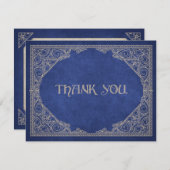 Blue Geek Book Library Literary Wedding Bedankkaart (Voorkant / Achterkant)