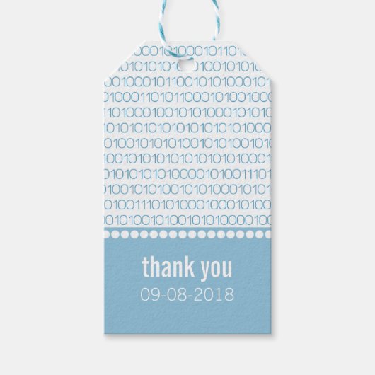 Blue Geek Chic Binary Code Cadeft Labels Cadeaulabel (Voorkant)
